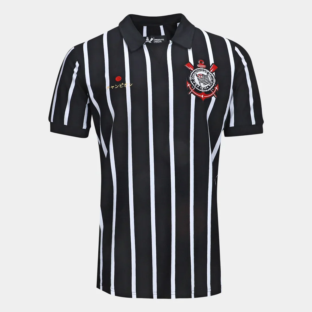Camiseta Polo Corinthians Retr? Jap?o Masculina - Fan Version