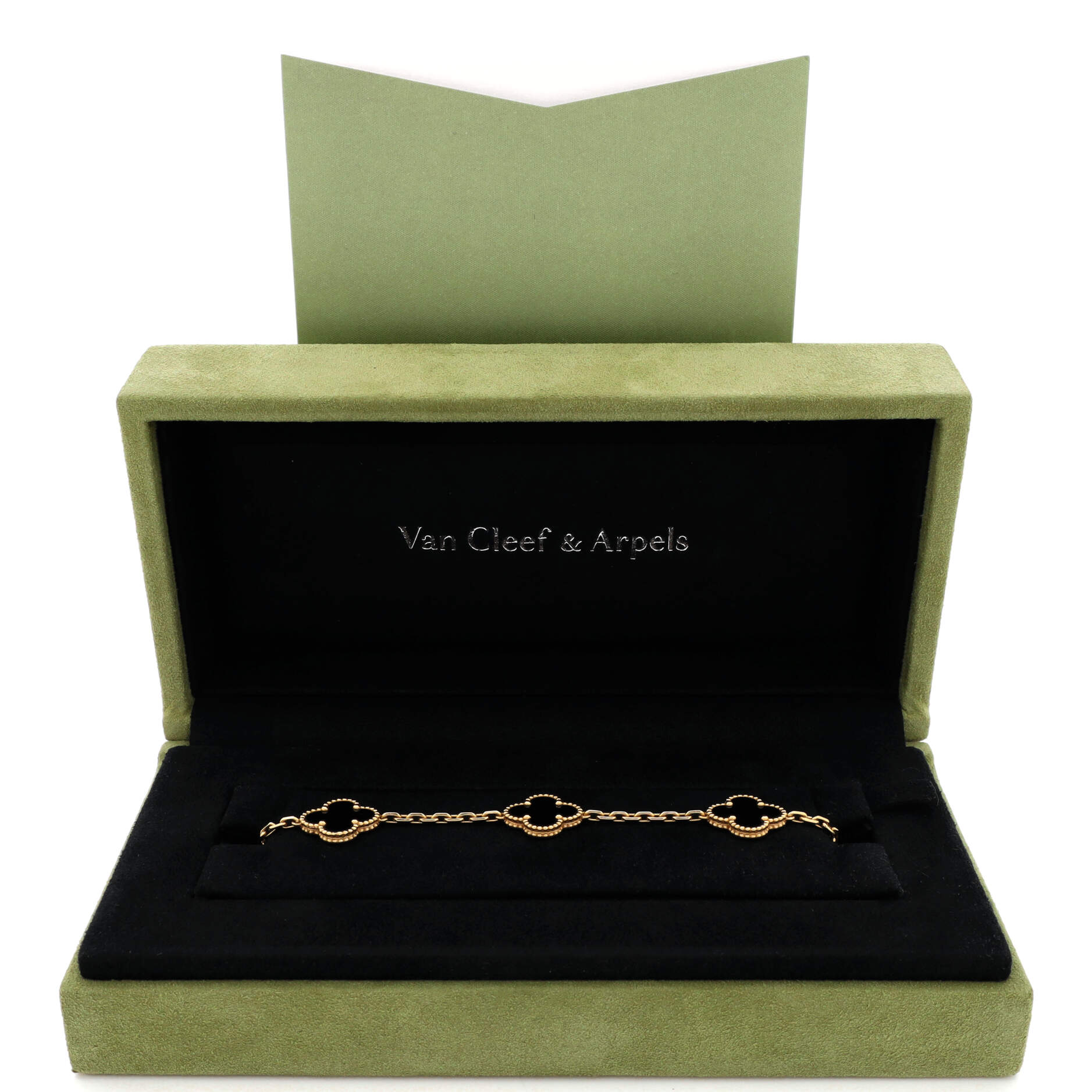 Vintage Alhambra 5 Motifs Bracelet 18K Yellow Gold and Onyx