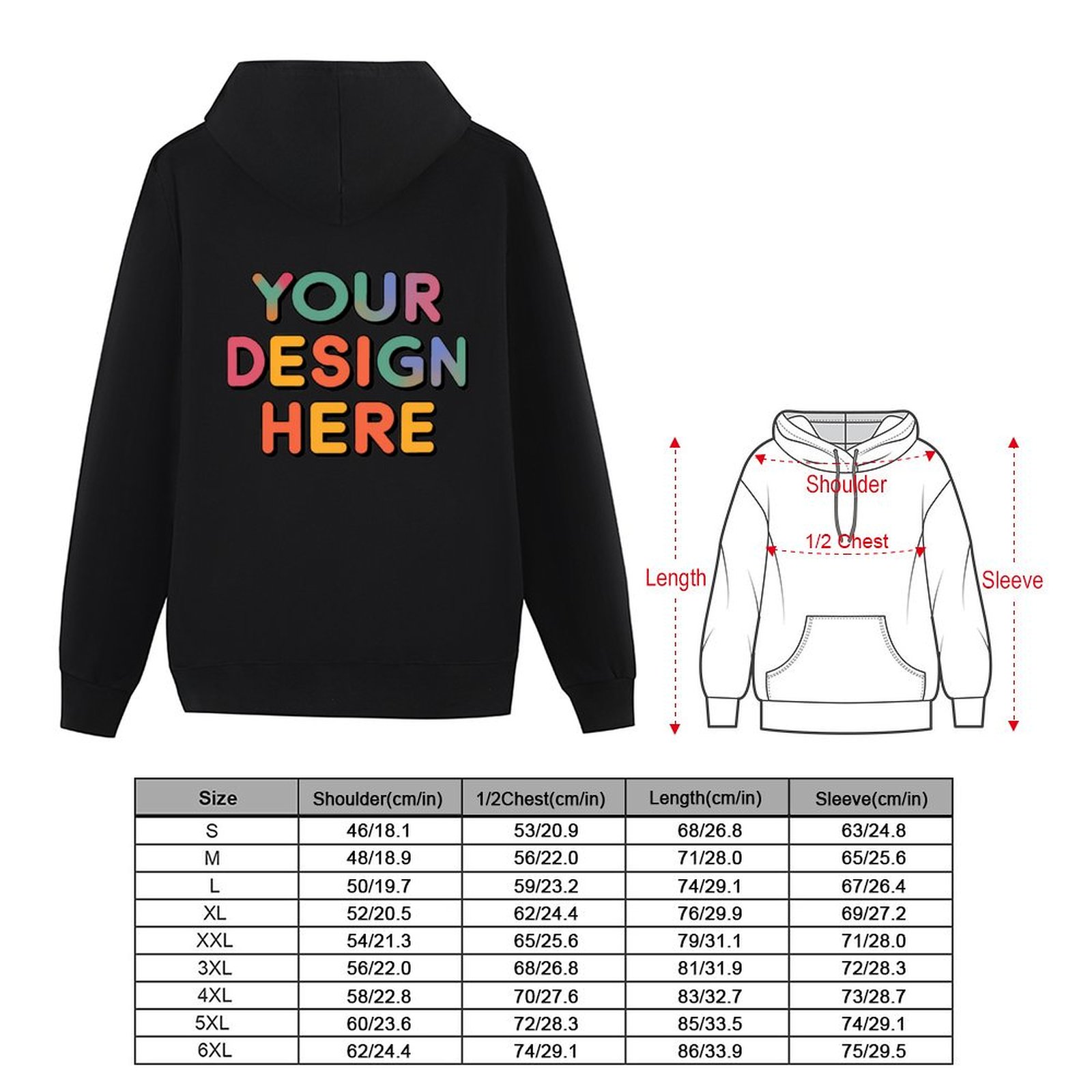 Custom Men’s Comfortable Double-Sided Print Hoodie with Kangaroo Pocket