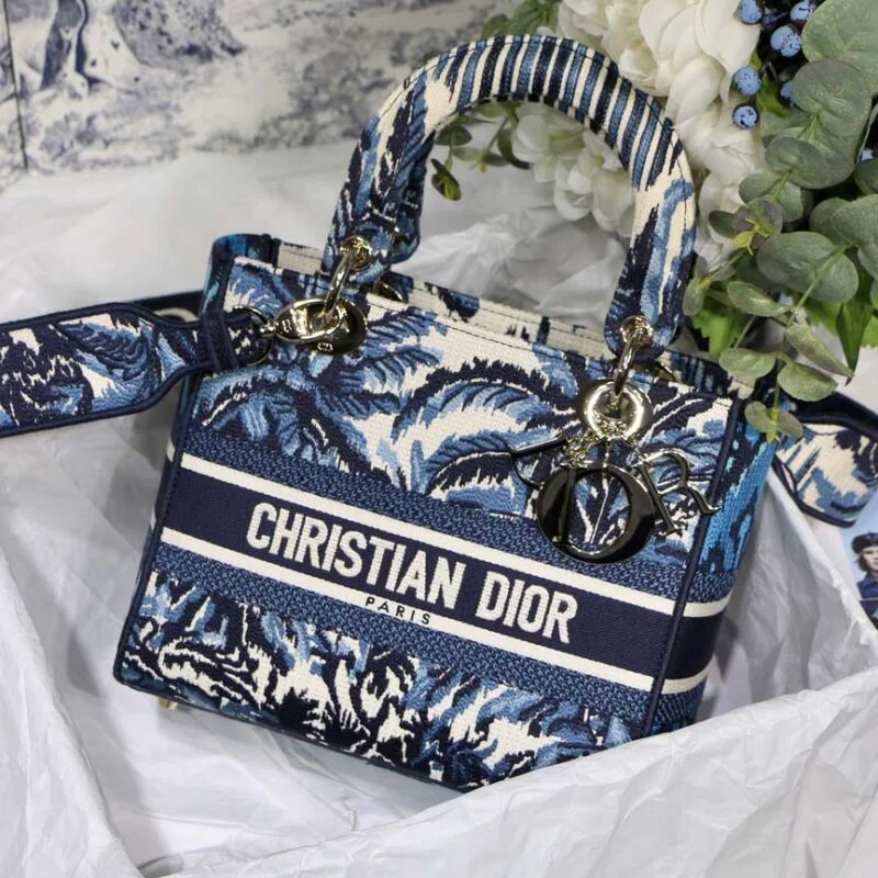 Dior Medium Lady D-Lite Bag /Embroidered Logo