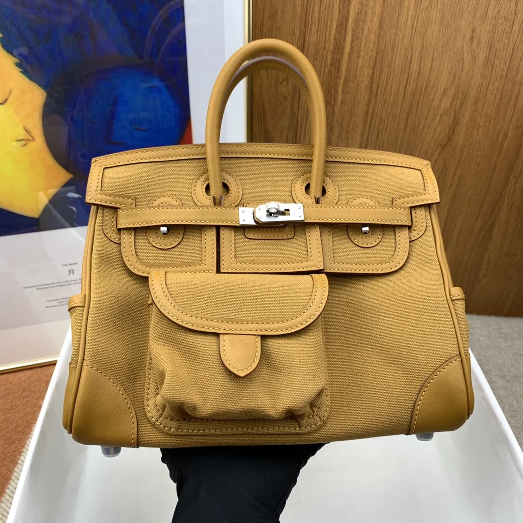 Hermes Birkin Cargo 25 Beige, Silver Toned Hardware Bag For Women, Women’s Handbags, Shoulder Bags 9.8in/25cm