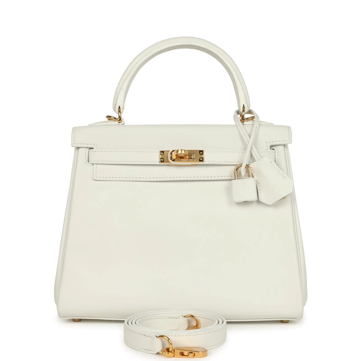 Hermes Kelly Retourne 25 New White Swift Gold Hardware