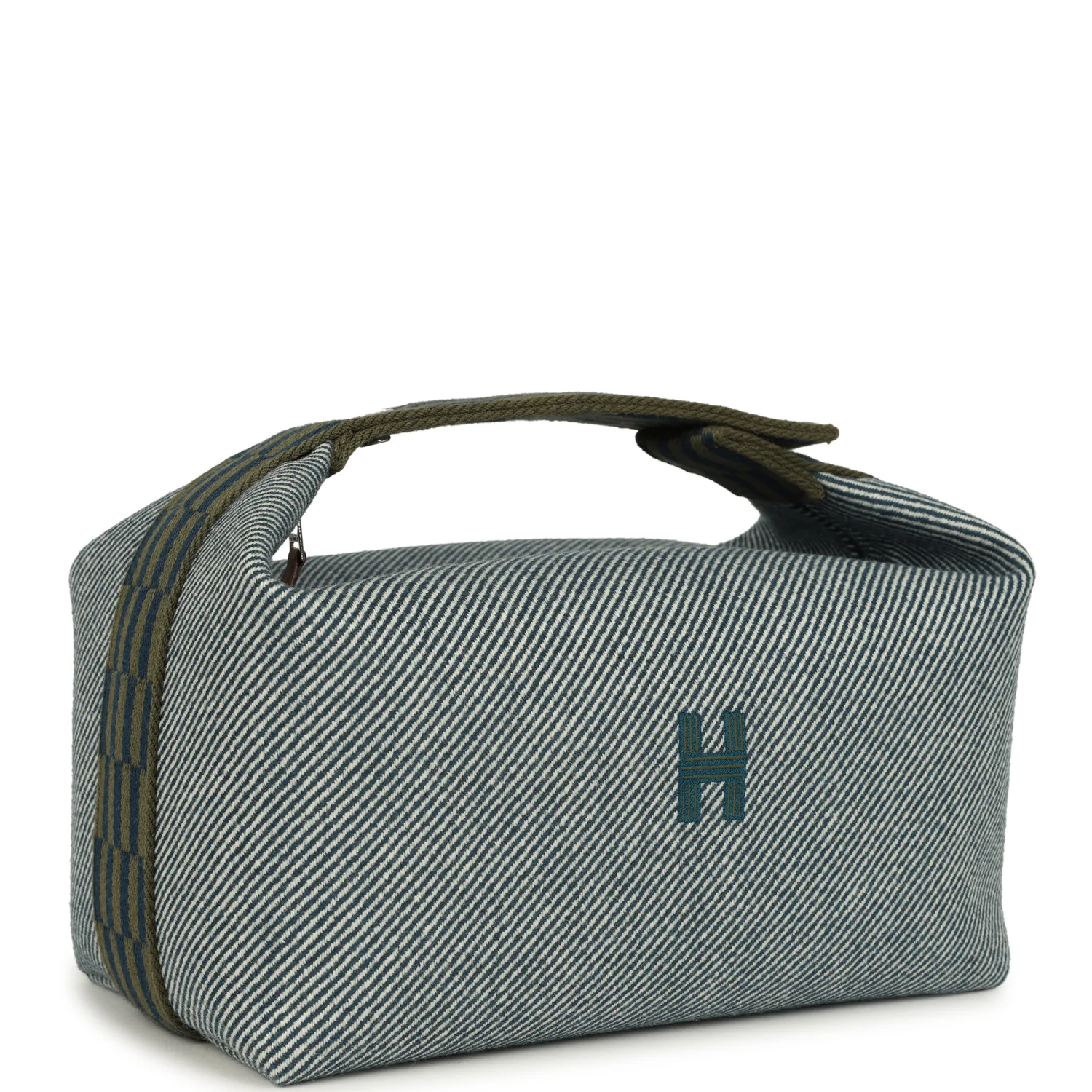 Hermes Bride A Brac Carre Case GM Bleu Abyss Merino Wool Palladium Hardware