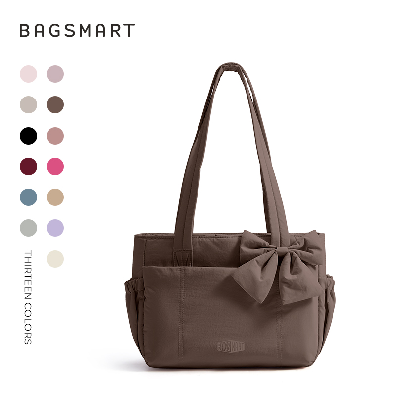 BAGSMART Crush Everyday Tote Bag for Women, Lightweight Tote Bag Casual Handbags for 13-Inch Laptop, Travel, Work, Beach, Gym, Shop, Coffee