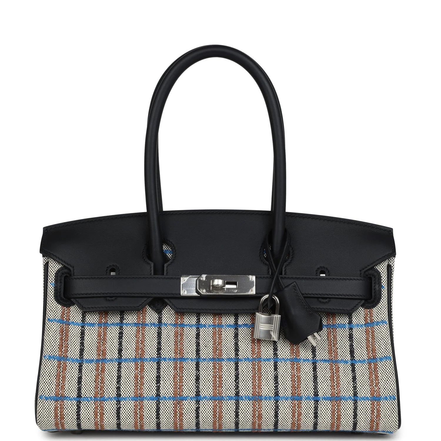 Hermes Shoulder Birkin Light 29 Multicolor Toile and Black Swift Palladium Hardware