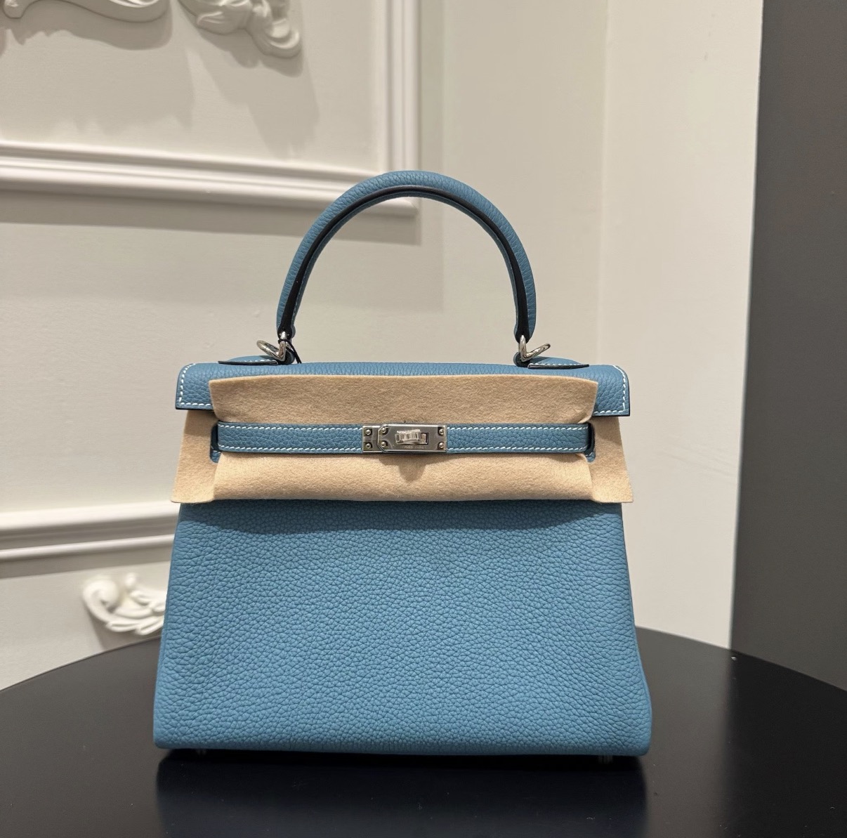 Kelly 25-28 Denim Blue TOGO Silver hardware Custom - Artisantouchss