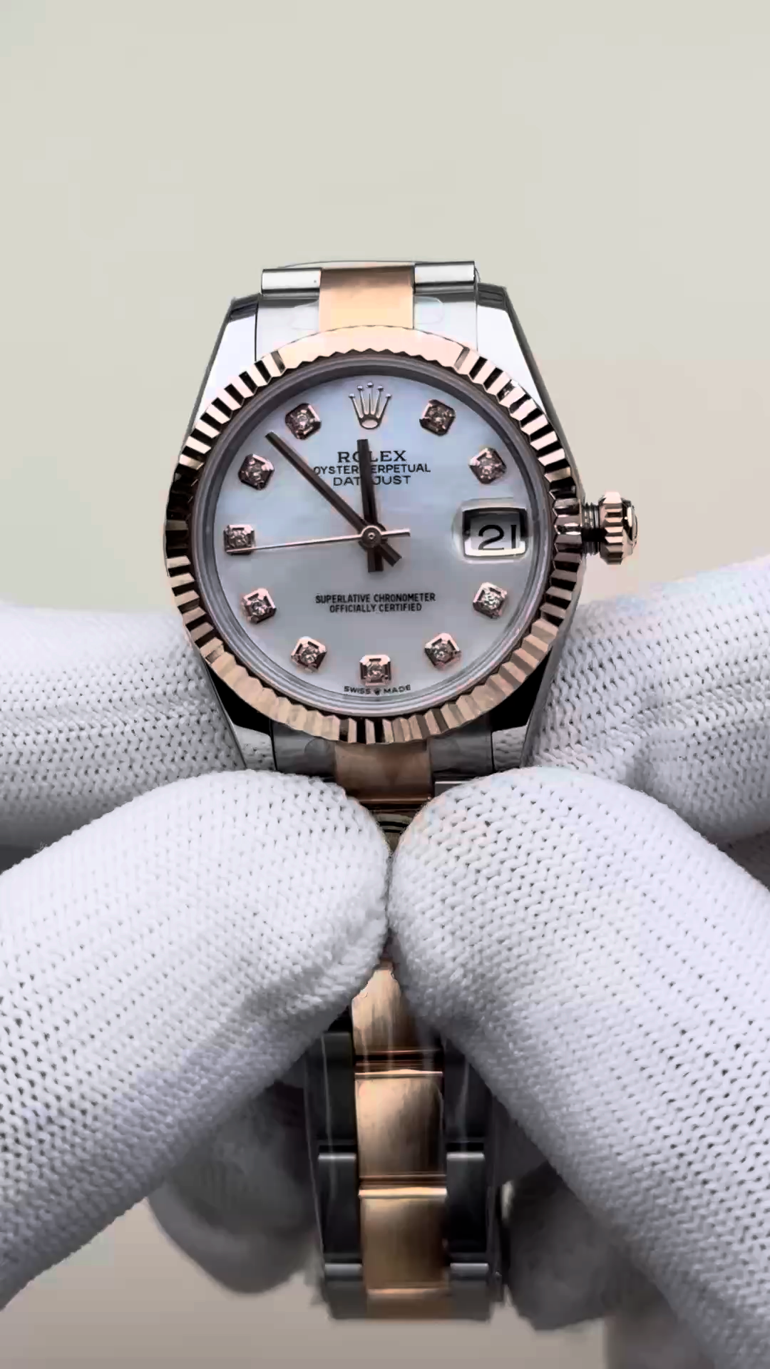 Rolex Datejust 278271-0025 Rose Gold Fluted MOP Diamond Dial Replica