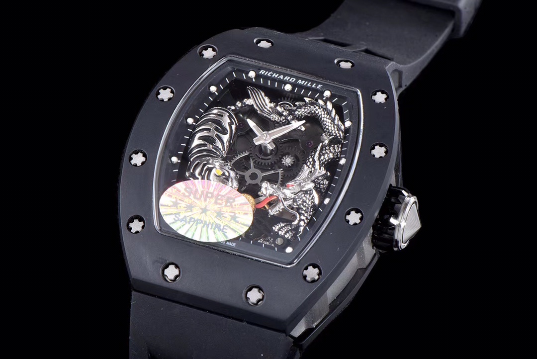 Richard Miller RM 057 NTPT Carbon Fiber Black Rubber Strap