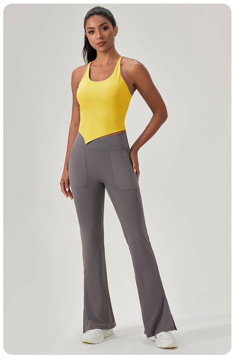 European and American style yoga sports vest with bra pads, breathable and comfortable yoga top, running and fitness vest.