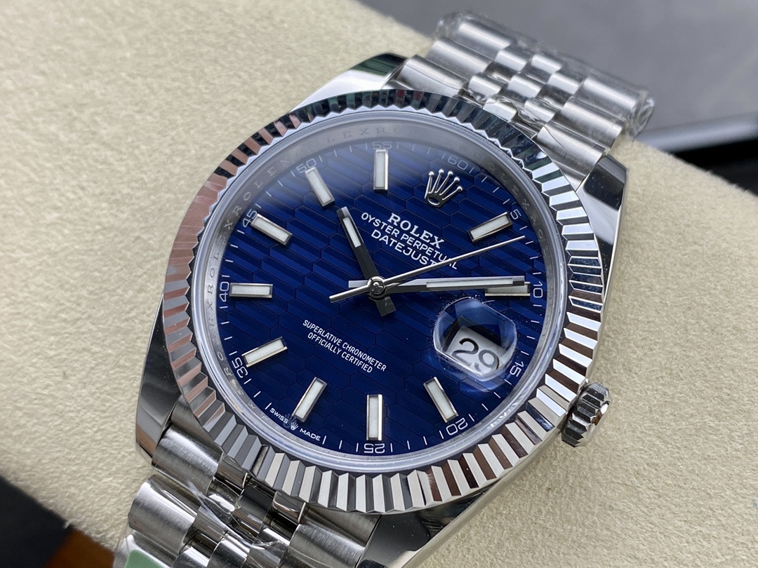 Rolex Datejust 41mm Stainless Steel 126334 Blue Index Jubilee Men's Watch