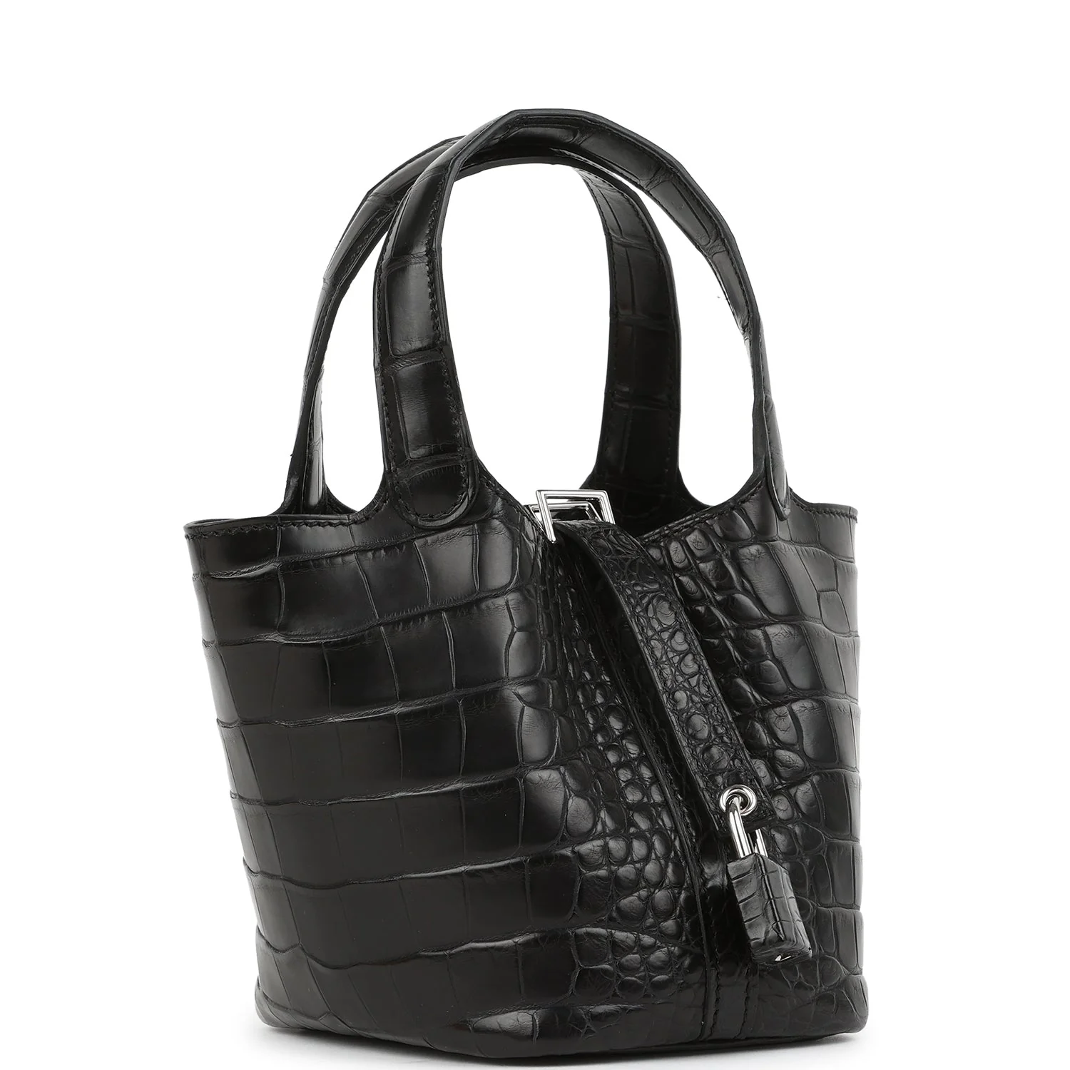 Hermes Micro Picotin Lock 14 Black Matte Alligator Palladium Hardware