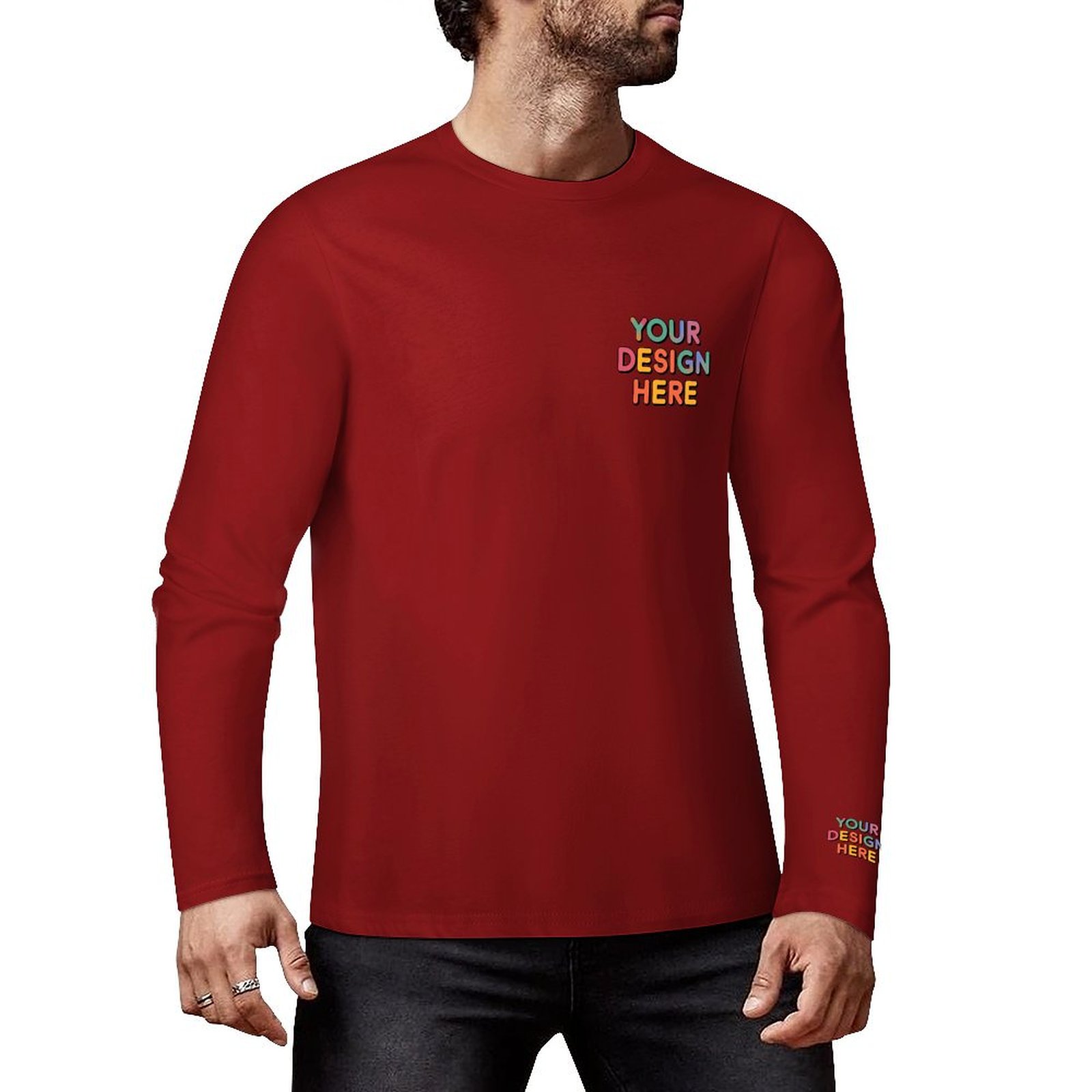 Custom Men’s Premium 160g Pure Cotton Long Sleeved T-Shirt