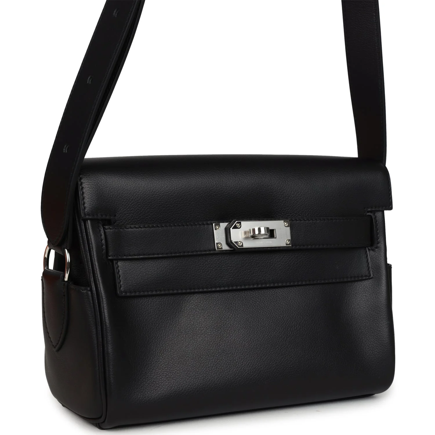 Hermes Kelly Messenger PM Black Evergrain Palladium Hardware