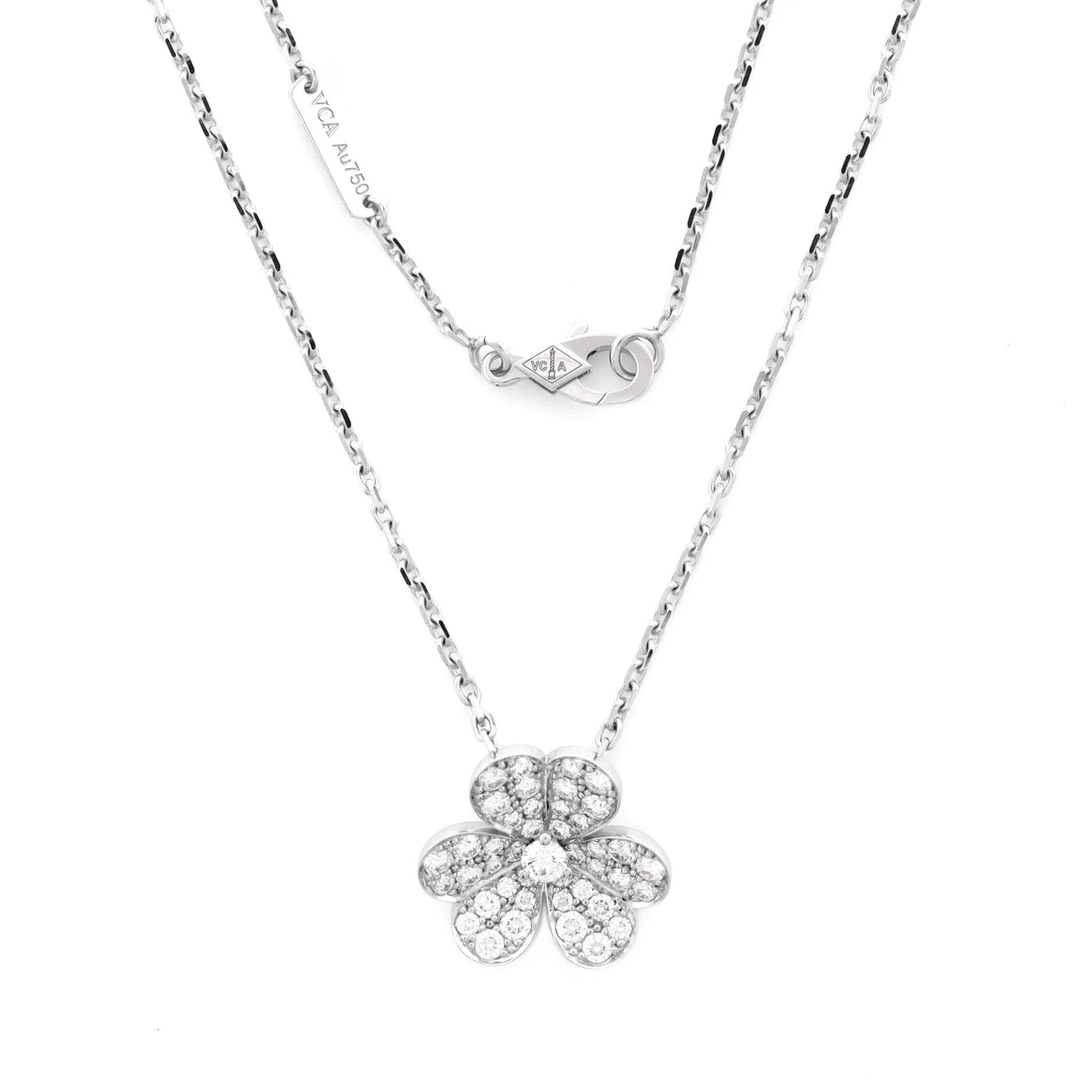 Frivole Pendant Necklace 18K White Gold with Pave Diamonds Small