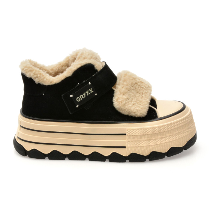 Ghete GRYXX negre, 624D150, din piele intoarsa