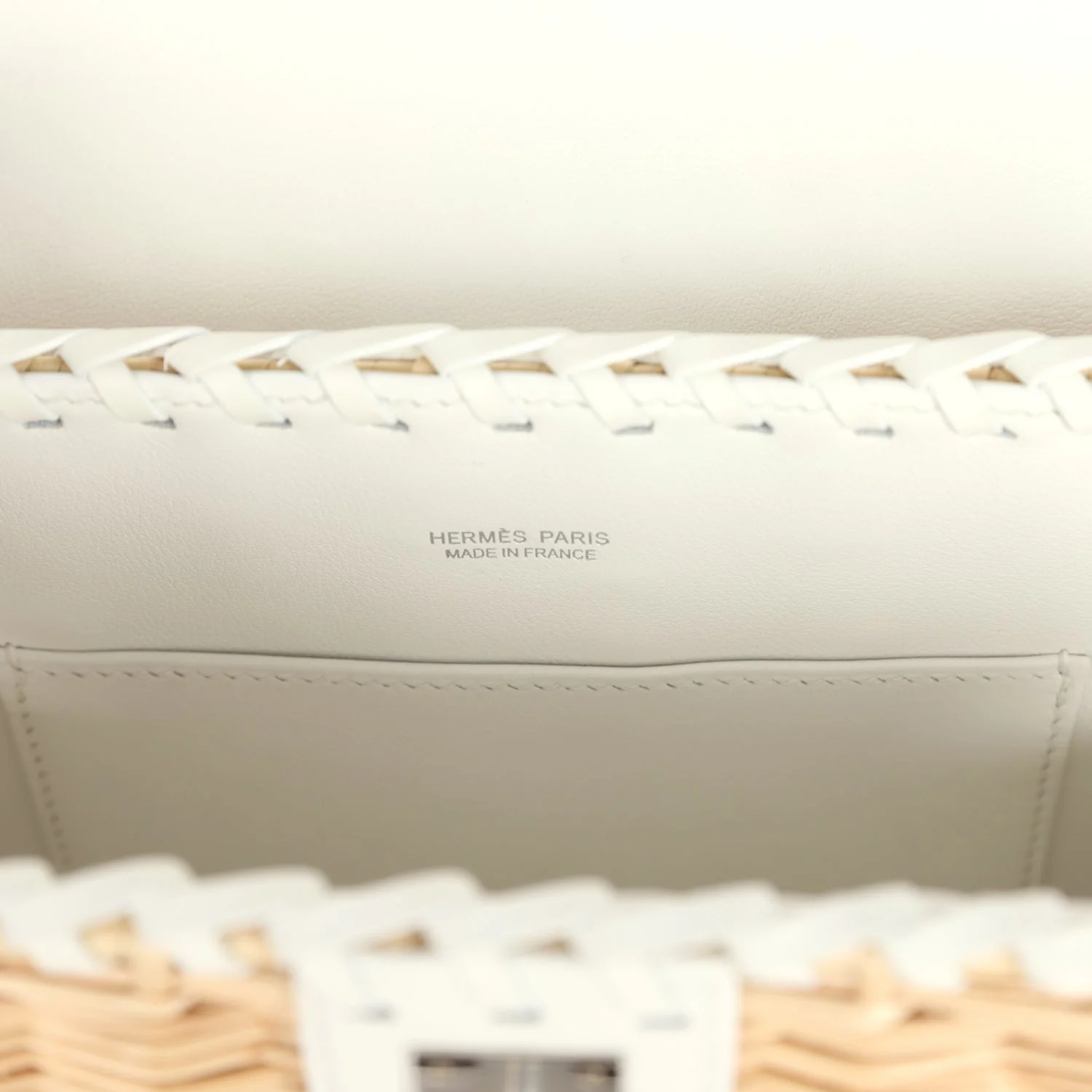 Hermes Mini Picnic Kelly 20 White Swift and Osier Wicker Palladium Hardware