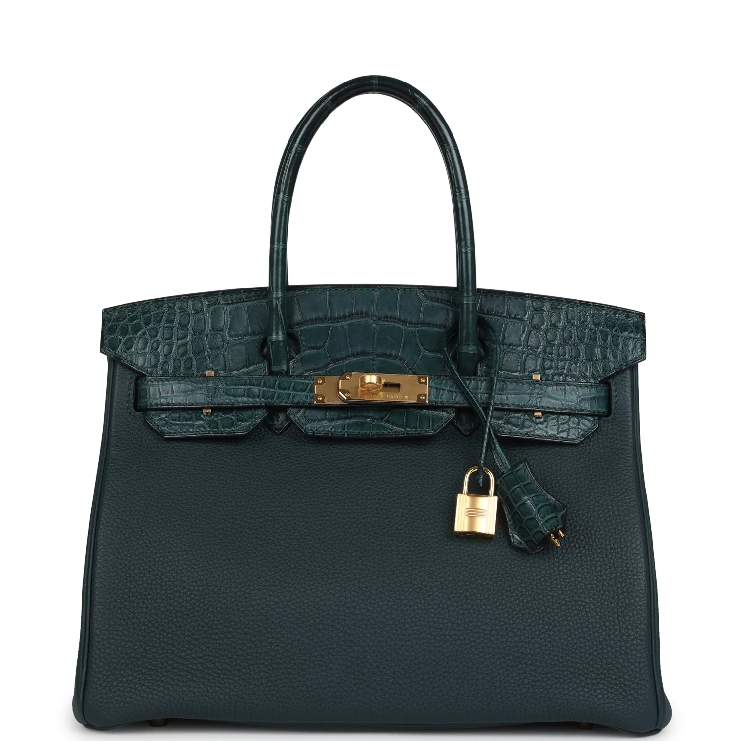 Hermes Birkin 30 Vert Cypress Togo and Matte Alligator Touch Gold Hardware