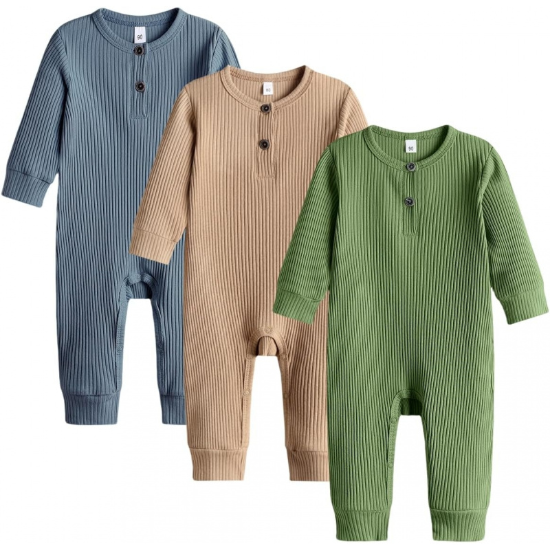 VAELIRAEL Baby Boy Girl 2/3 Pack Solid Romper