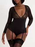 Lovehoney Hourglass Black Smoothing Long Sleeve Crotchless Body