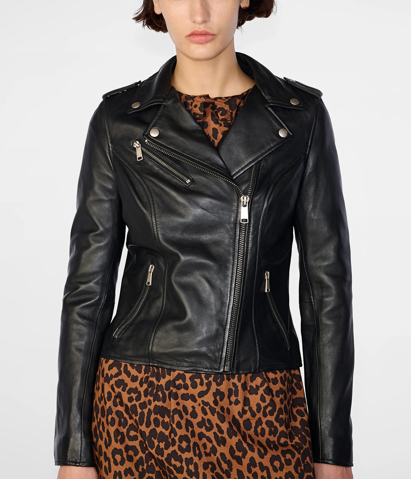 Asymmetrical Cut Faux Leather Biker Jacket