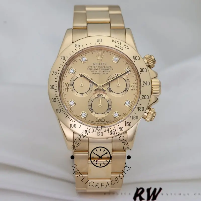 Rolex Cosmograph Daytona 116528 Champagne Diamond Dial 40mm Mens Replica Watch