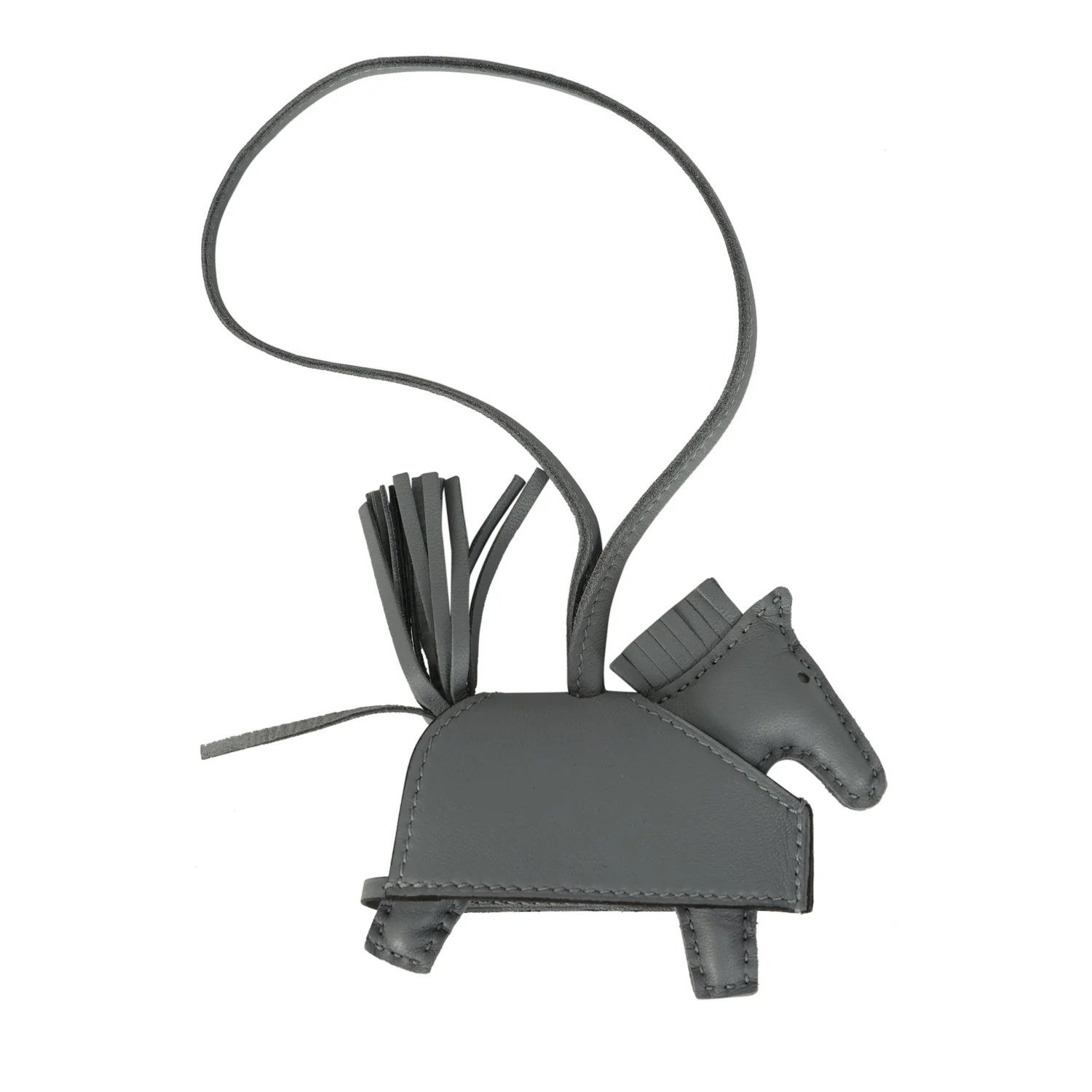 Hermes Rodeo Rock Bag Charm PM Gris Pantin Milo Lambskin Palladium Hardware