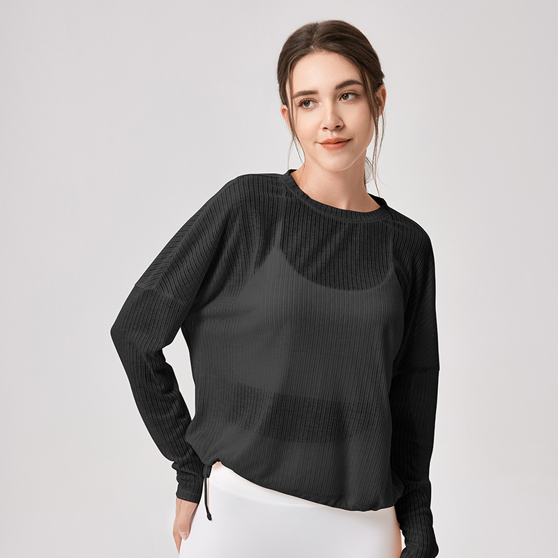 Women's Yoga Wear Autumn Fitness Sports Loose Long Sleeve Cover-up Breathable Slim Fit Outdoor Running Training Top