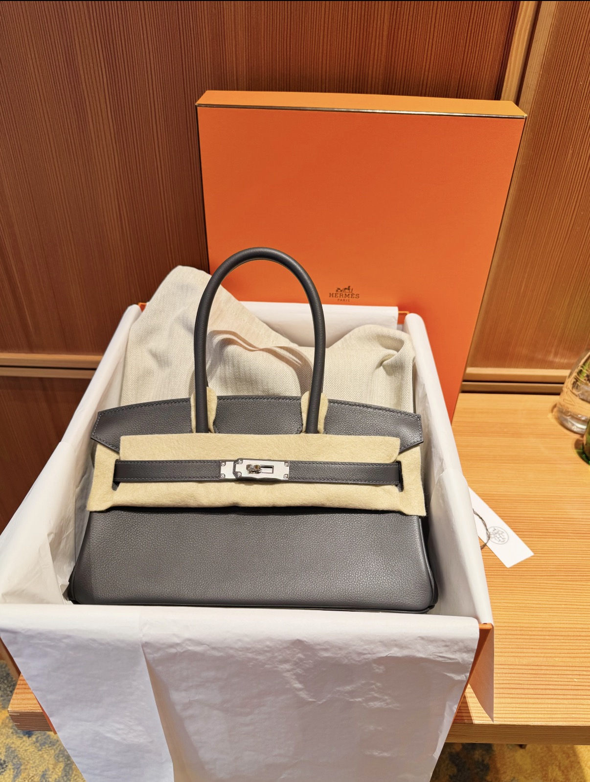 Shoulder Birkin 29 Etain custom - Artisantouchss