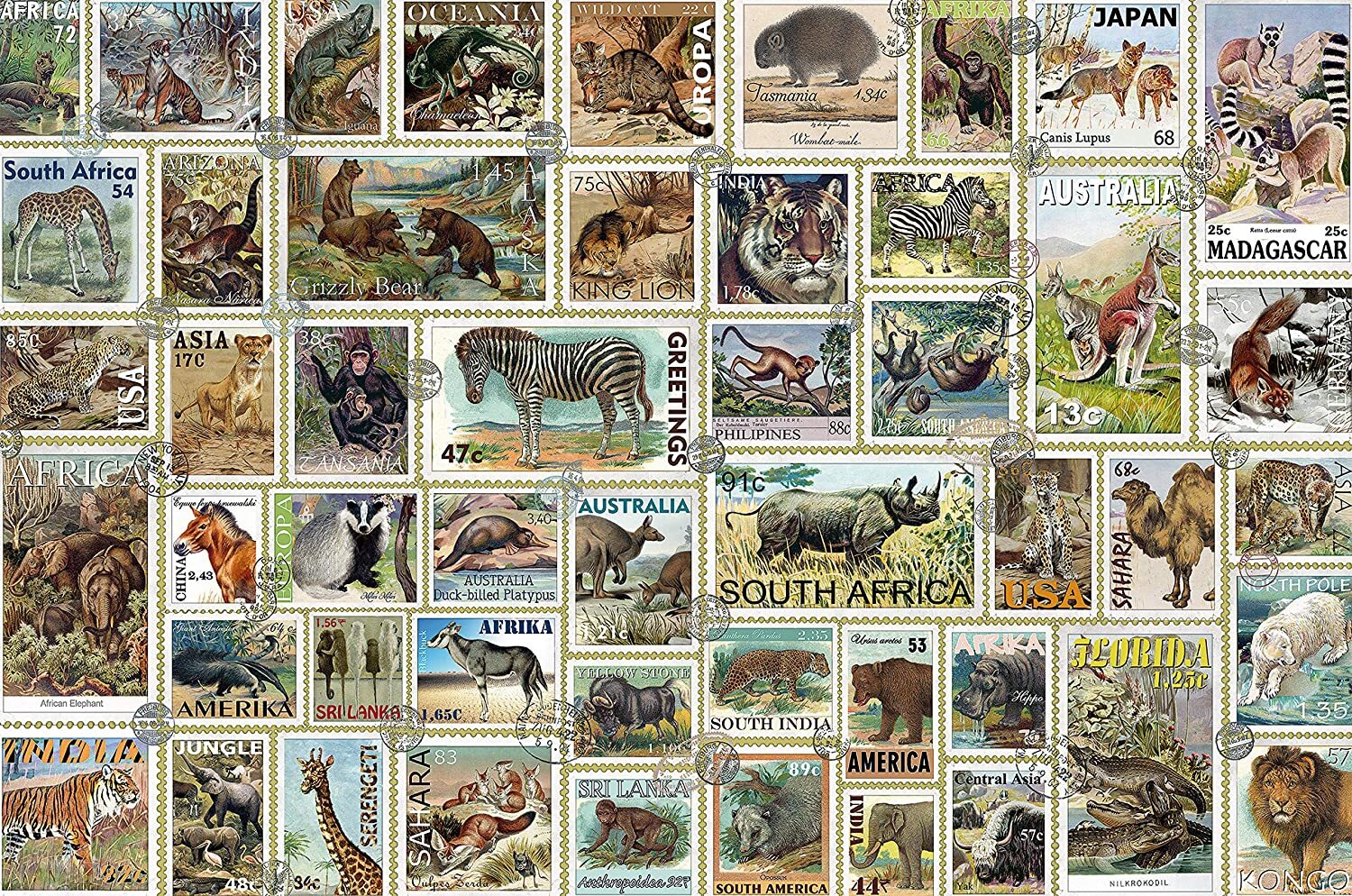 Animal Stamps 3000 Piece Puzzle