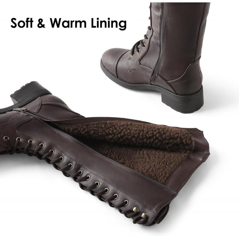 Women's Pu Knee High Riding Combat Boots