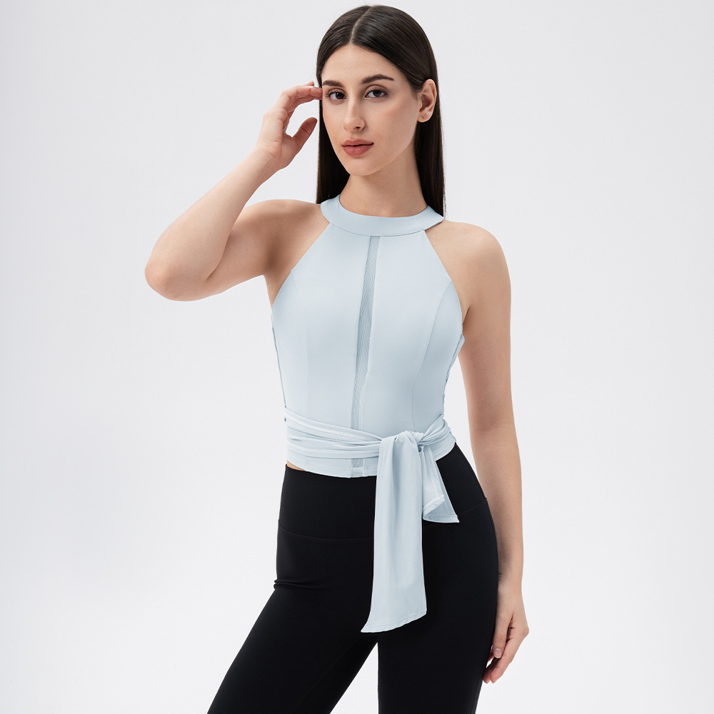 Lycra Yoga Vest with Padded Chest, Strappy, Slimming, High-Elasticity, Breathable, Fitness Sports Vest for Outerwear