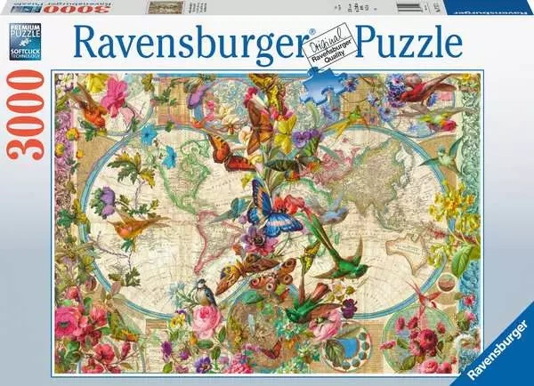 Flora & Fauna World Map 3000 Piece Puzzle