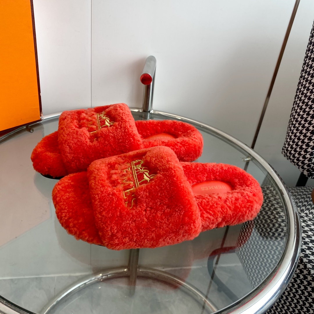 Hermes 23fw Women Winter Slippers Size 36-40