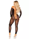 Leg Avenue Black Off Shoulder Sheer Crotchless Bodystocking