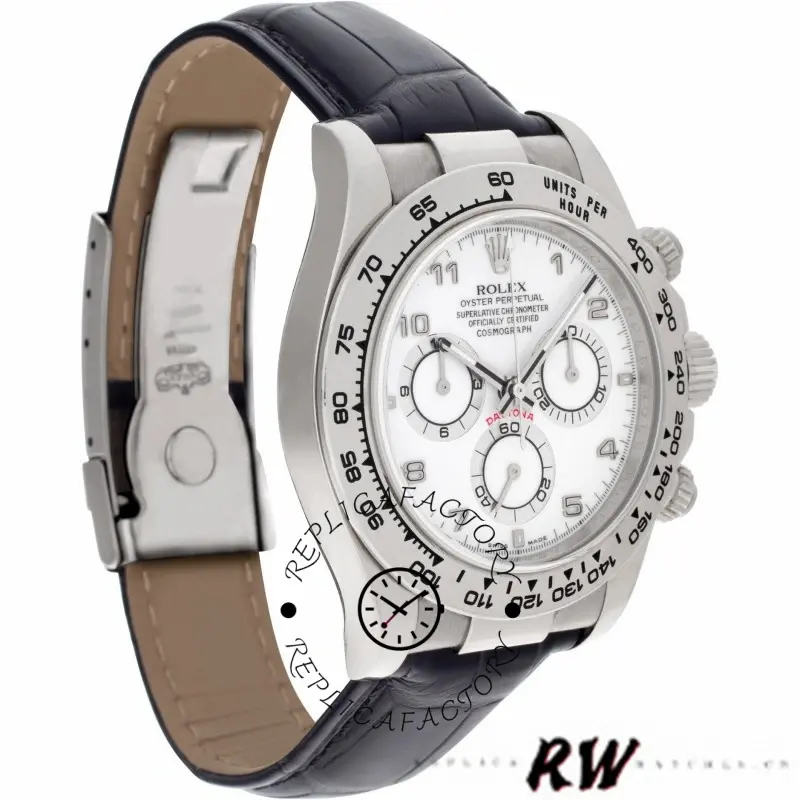 Rolex Daytona 116519 White Dial Black Leather strap 40mm Mens Replica Watch