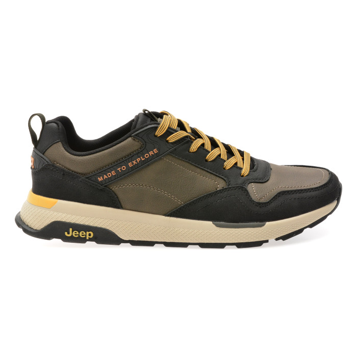 Pantofi sport JEEP negri, M52141A, din piele ecologica