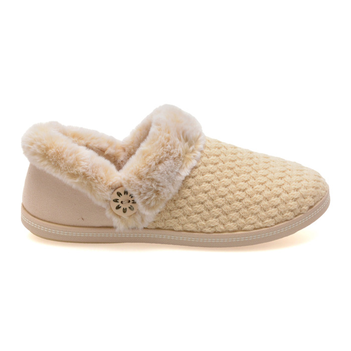 Papuci SKECHERS bej, COZY CAMPFIRE, din material textil