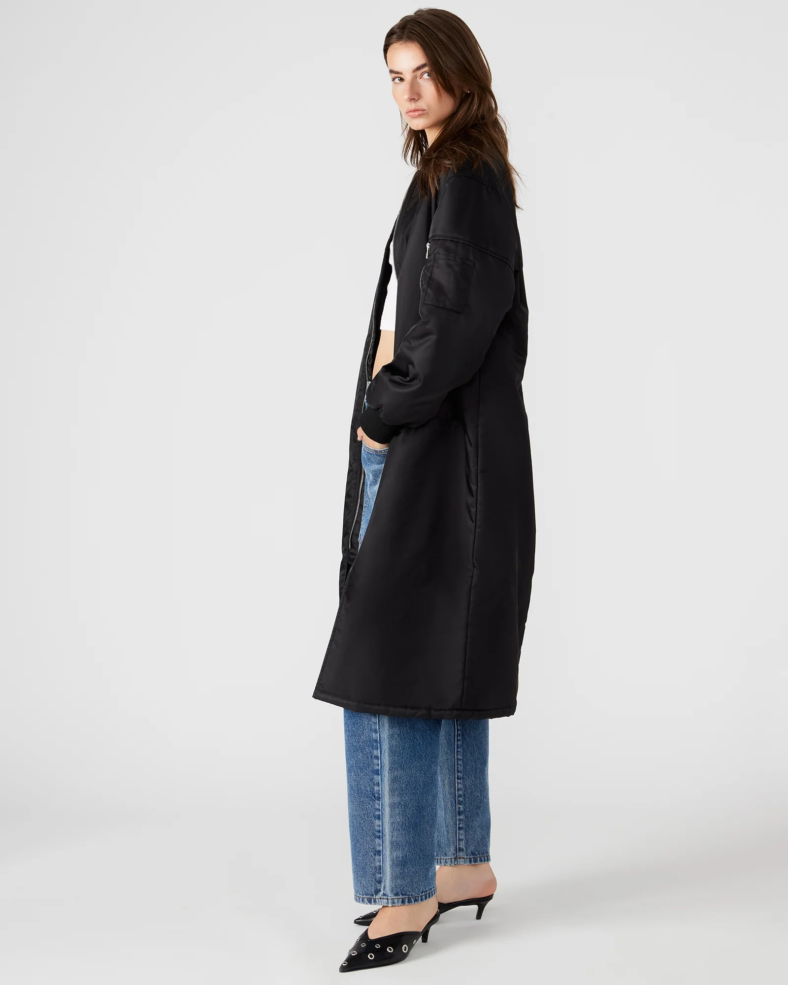 Black Casual Long Warm Winter Coat