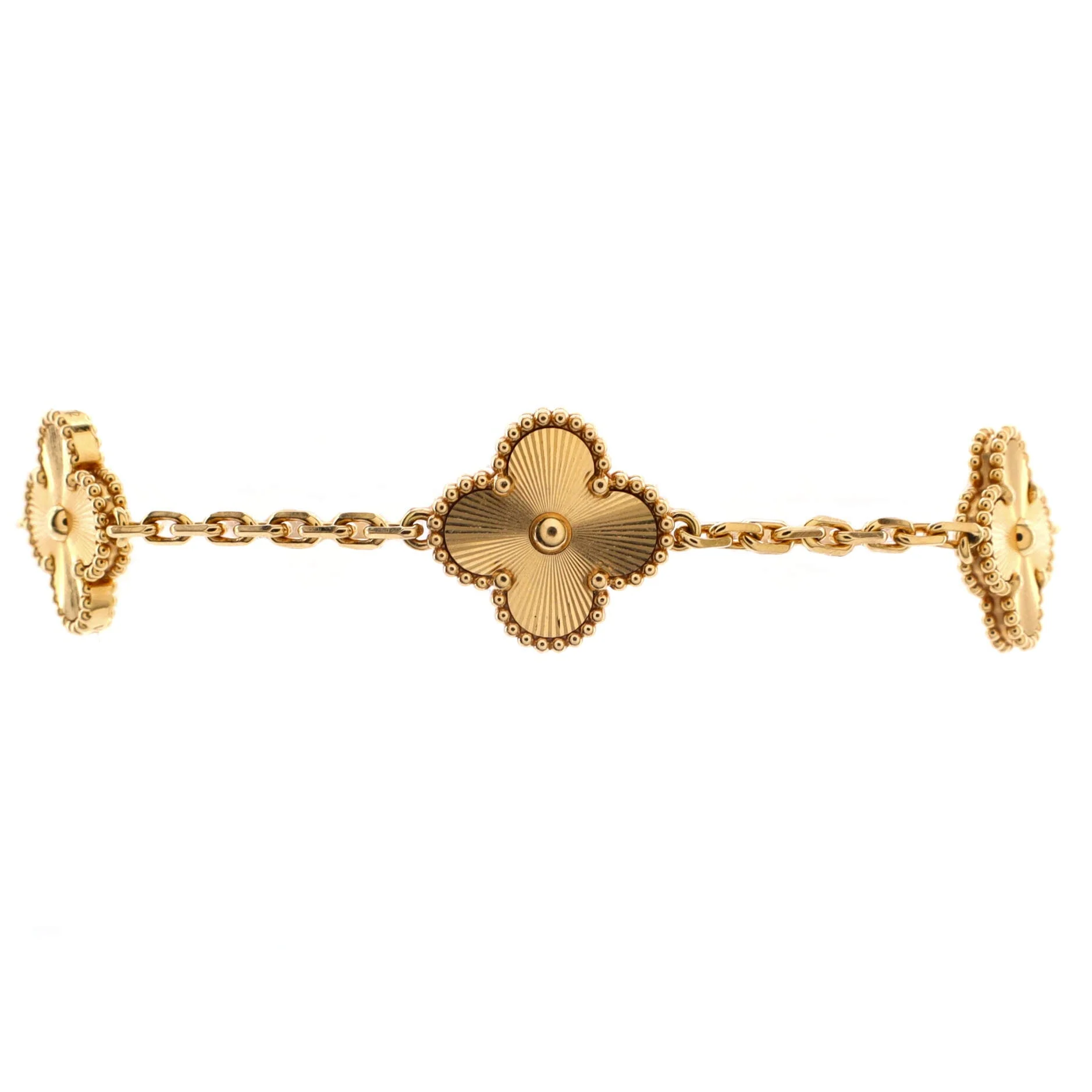 Vintage Alhambra 5 Motifs Bracelet Guilloche 18K Yellow Gold