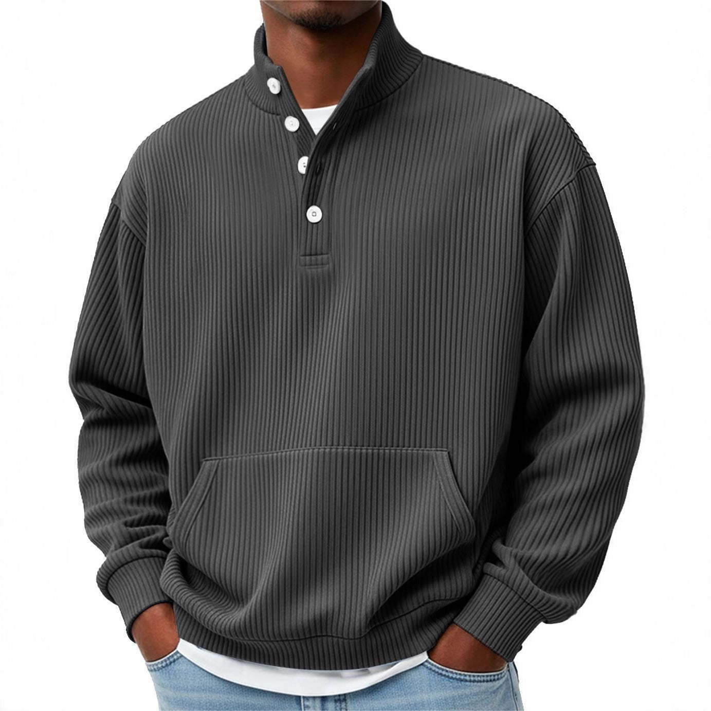 Men’s Turtleneck Long-Sleeve Sweatshirt with Pockets
