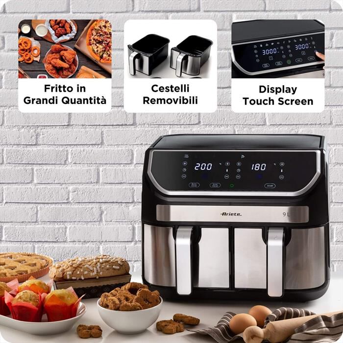 ARIETE - Friggitrice ad aria 4625-Nero, Argento