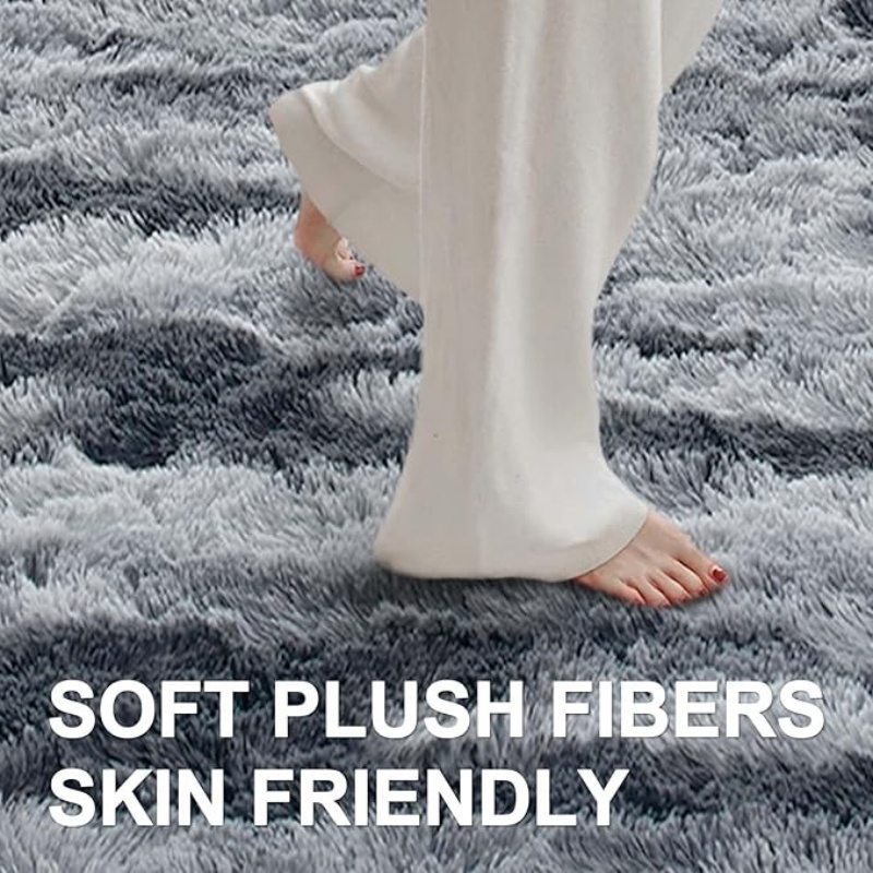 6x9 Ft Large Shag Black Rug for Living Room