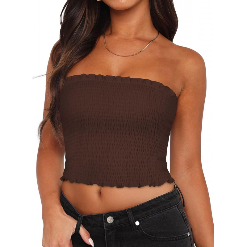 AURETOP Women's Tube Top Summer Strapless Crop Tops