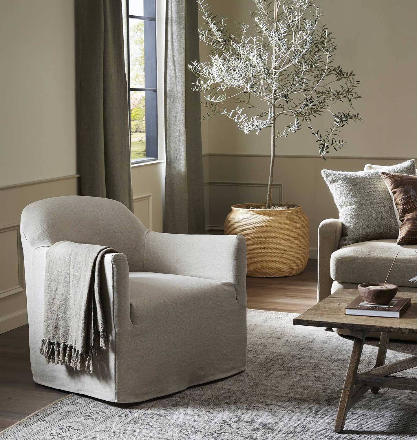 Lowell Slipcover Swivel Chair