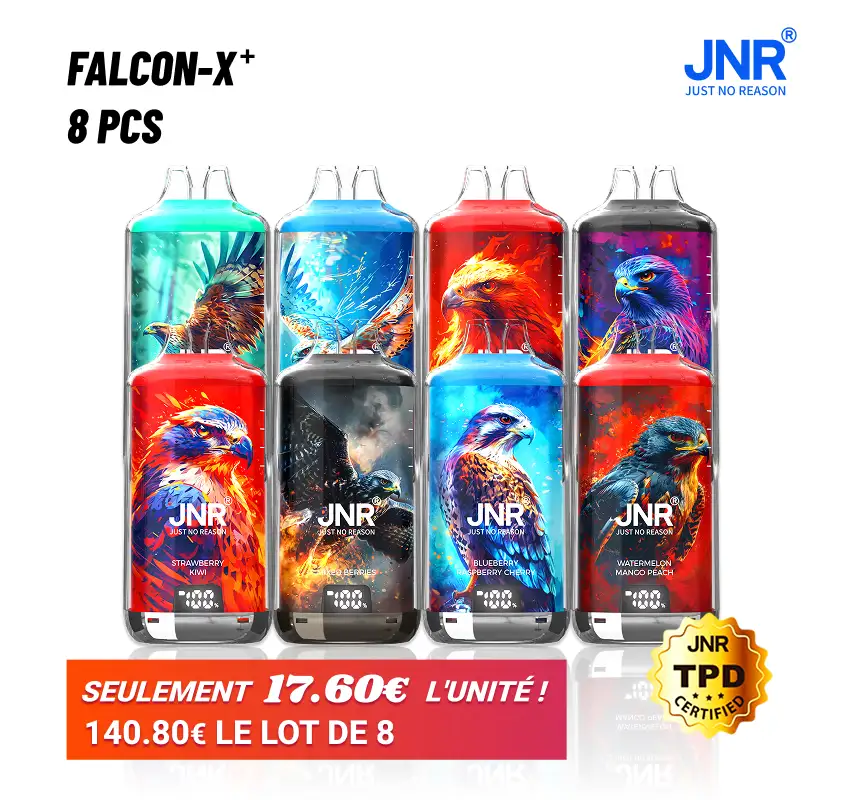 Pack de 8 JNR Falcon X⁺ (Plus) - Édition Trio 28000 Puffs