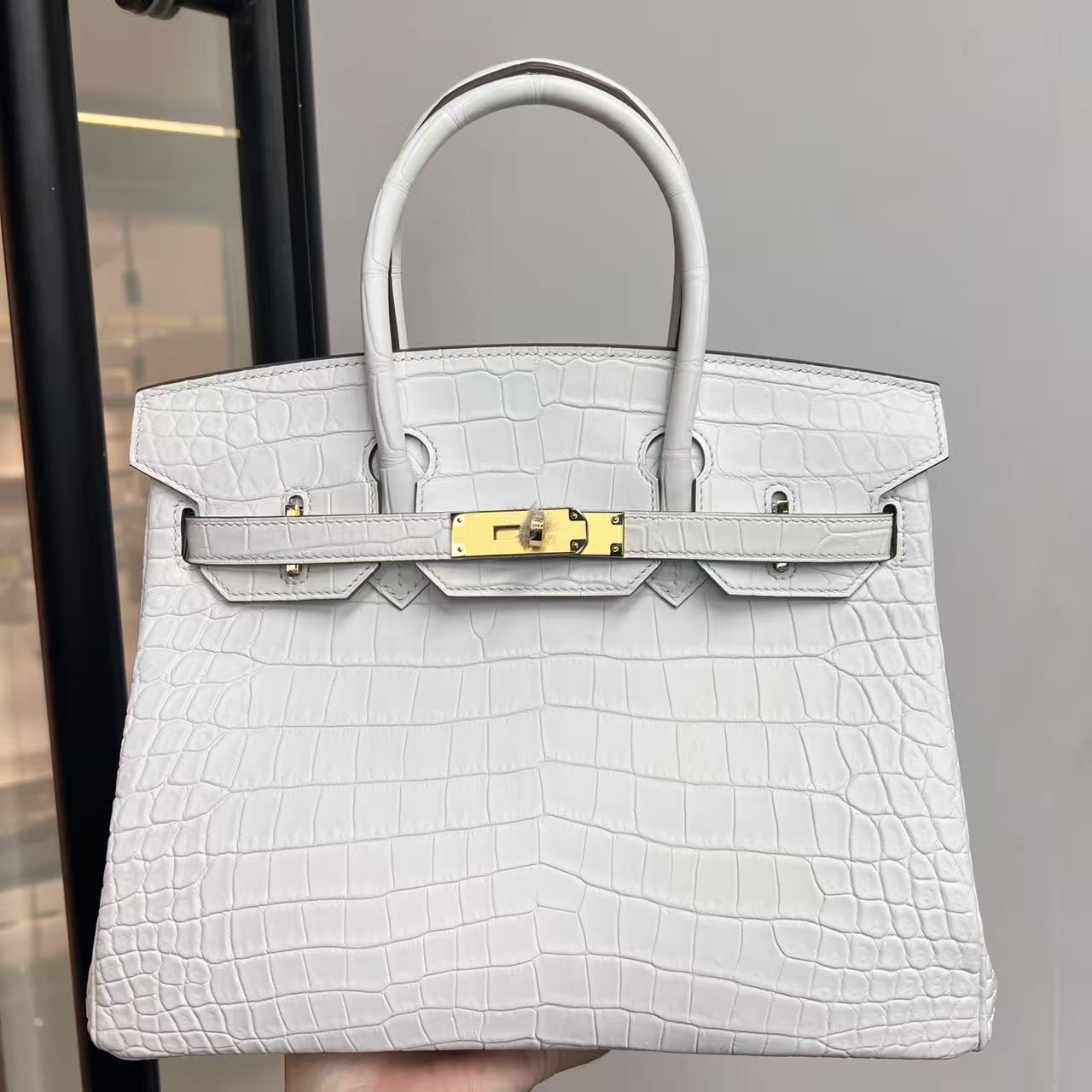 Hermes Birkin 25-30 crocodylus niloticus white