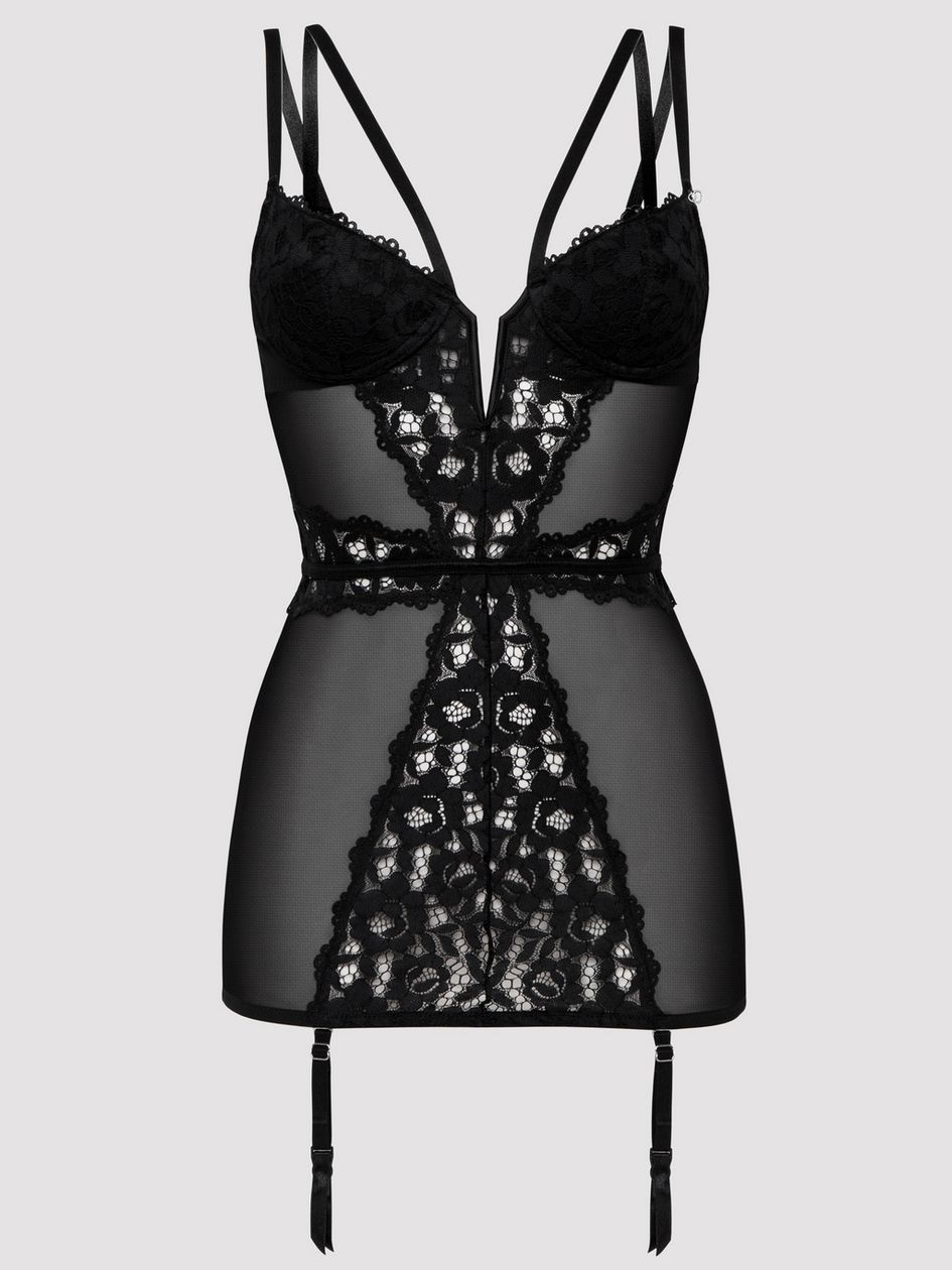 Lovehoney Plus Size Parisienne Wine Lace Plunge Chemise