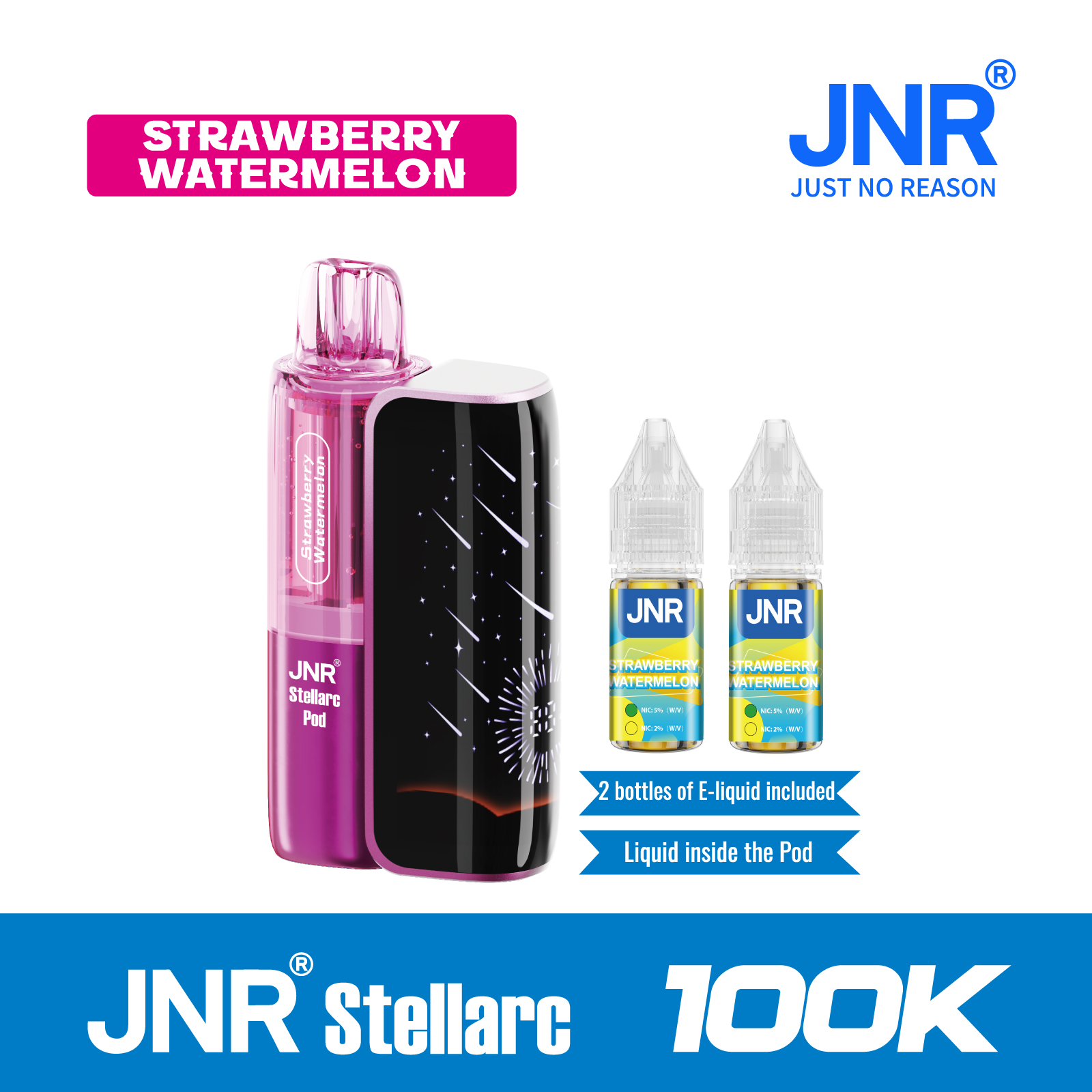 Strawberry Watermelon | JNR Stellarc 100K Puffs Kit - Refillable & Replaceable Pod Vape