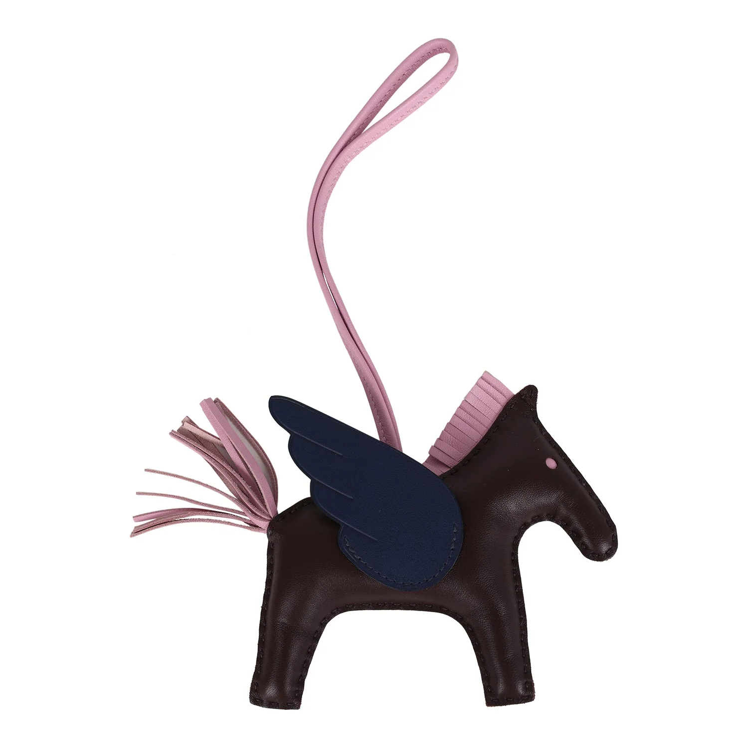 Hermes Pegase Rodeo Bag Charm MM Rouge Sellier, Mauve Sylvestre and Bleu Saphir Milo Lambskin