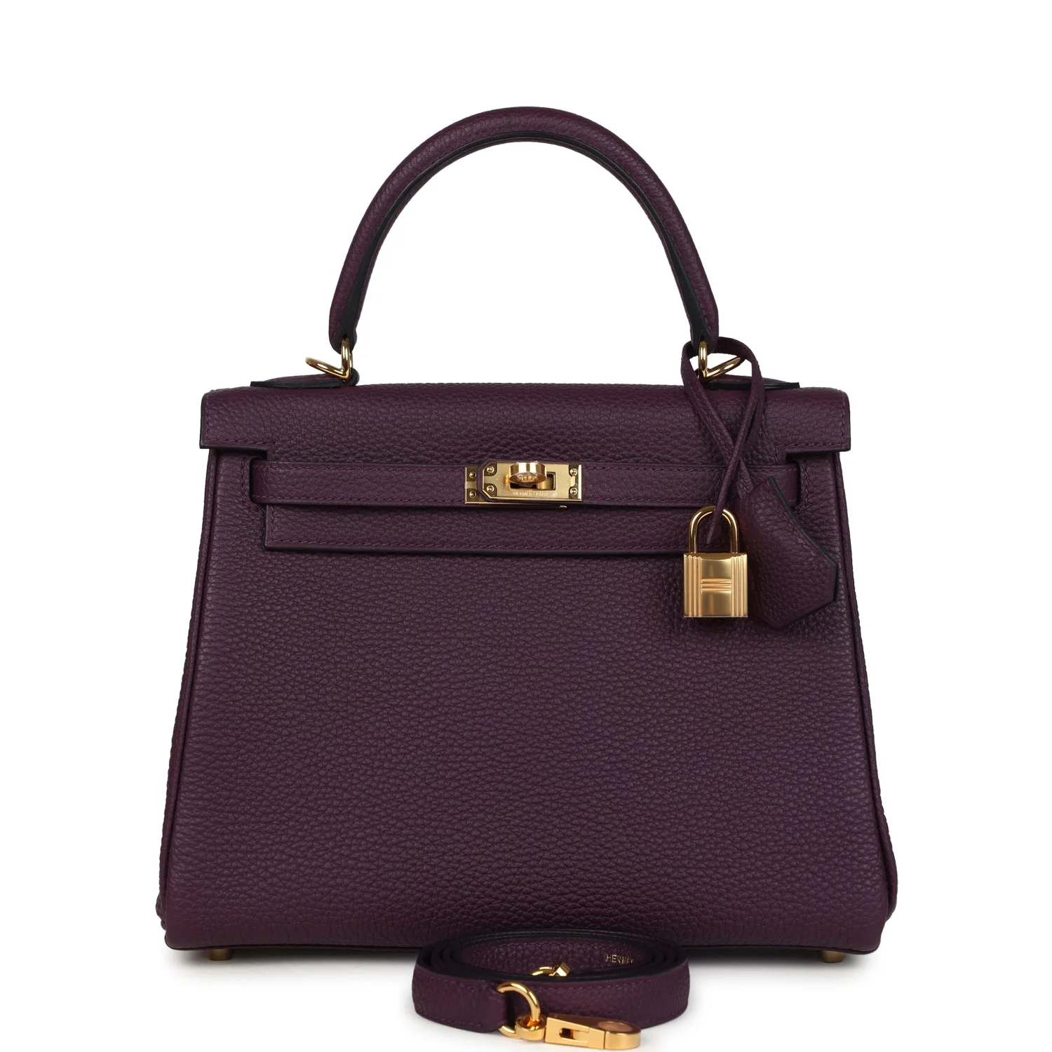 Hermes Kelly Retourne 25 Cassis Togo Gold Hardware